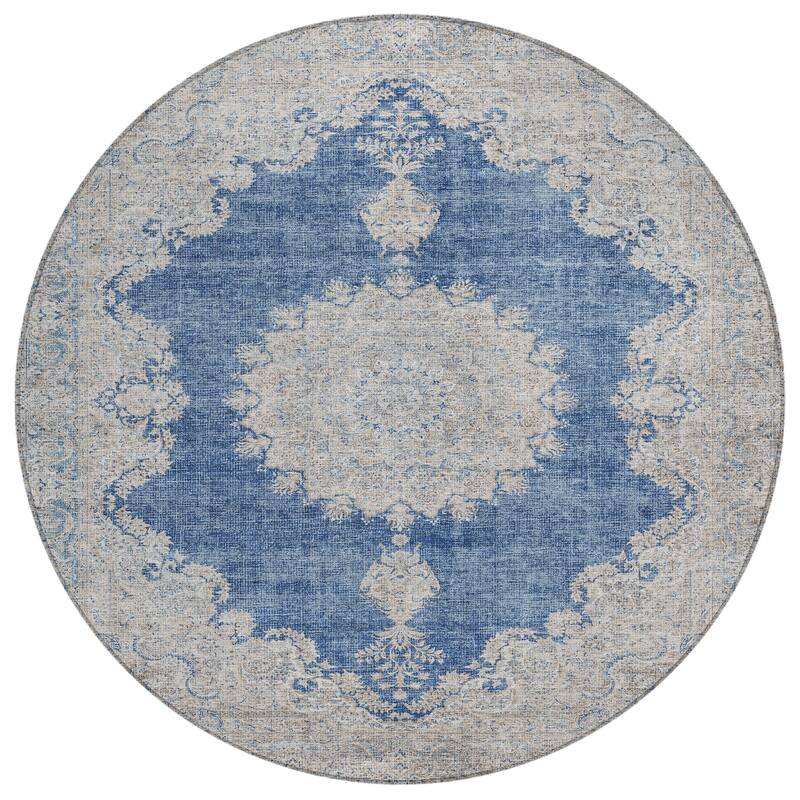 Machine Washable Indoor/ Outdoor Vintage Traditional Chantille Rug