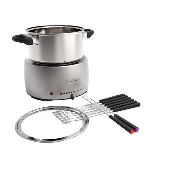 Stainless Steel Fondue Pot Set Includes 8 Forks By Classic Cuisine