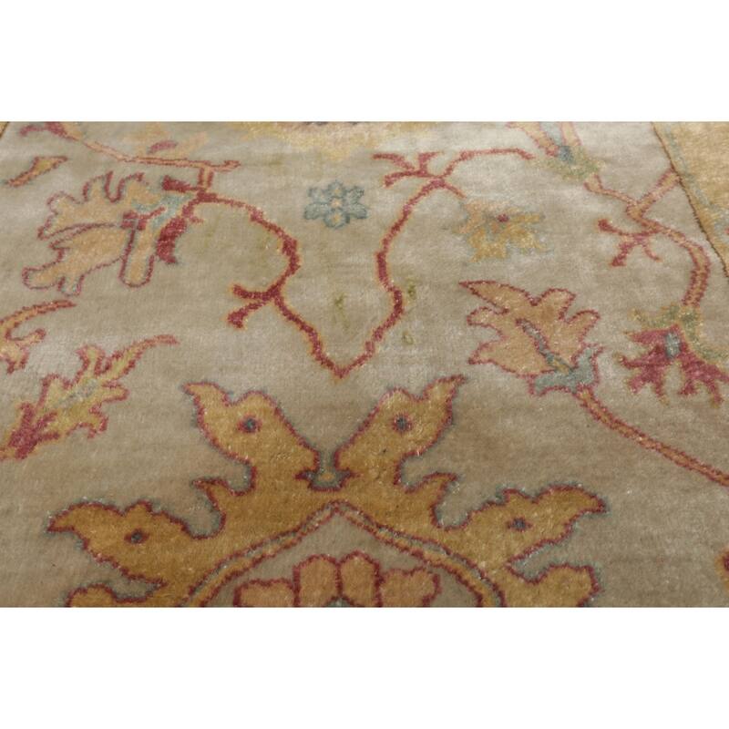 Antique Oushak Traditional Floral 2'10''x7'10'' Hand Knotted Wool Beige Rug - 2' 10'' x 7' 10''