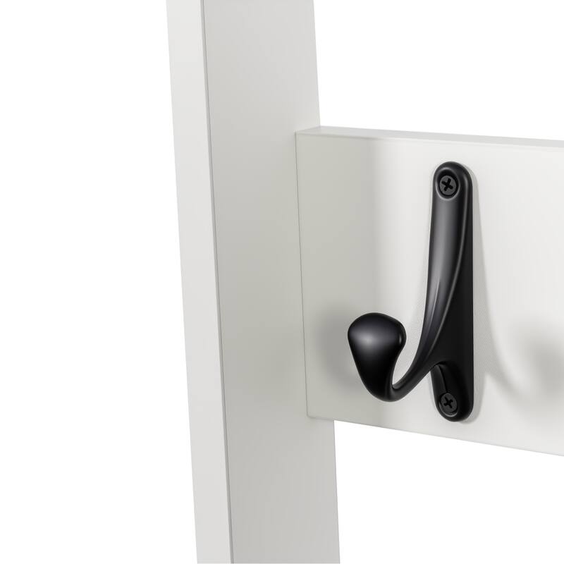 2-in-1 Freestanding Wood Coat Rack with Drawer and Hooks