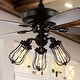 preview thumbnail 1 of 13, JONATHAN Y Zara 52" Caged 3-Light Metal/Wood LED Ceiling Fan, Black