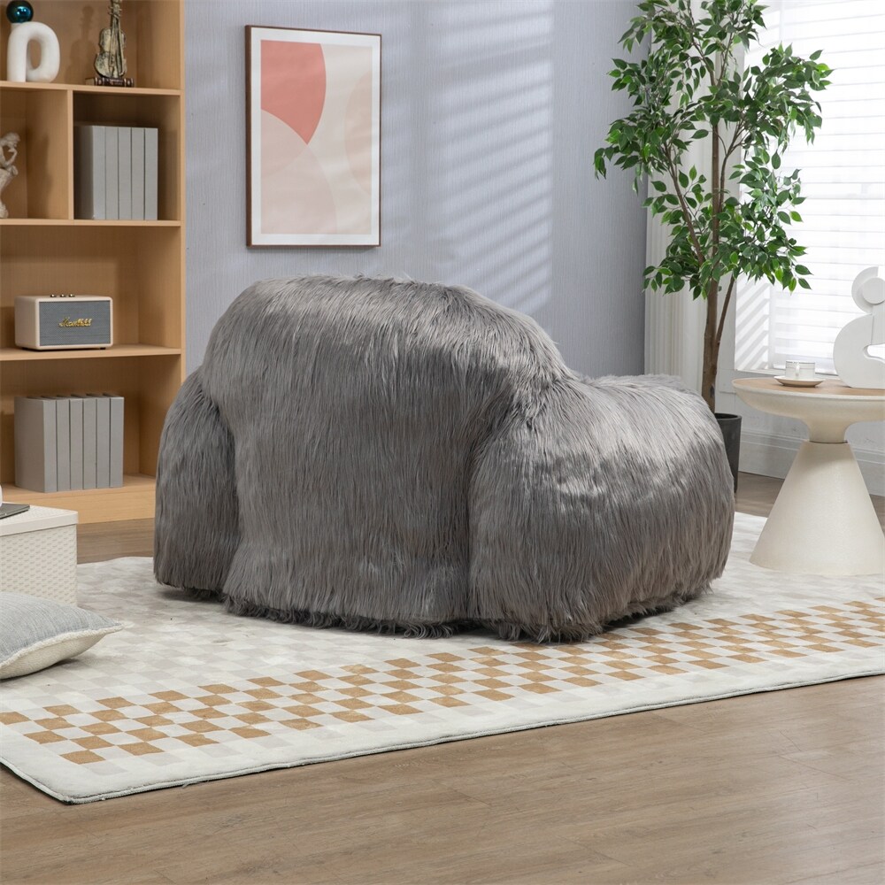 High Density Foam Filled Focus Lazy Long Hair Sofa Bean Bag Chair