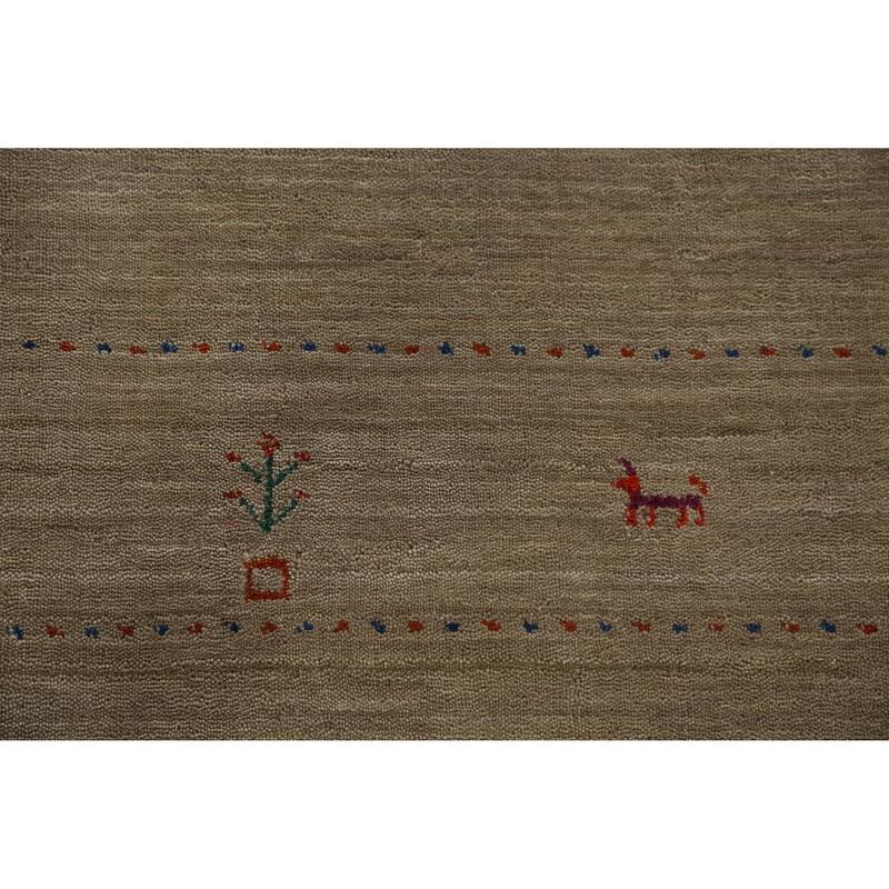 Hand Knotted Oriental 100% Wool Carpet Tribal Tribal Beige & Ivories Gabbeh Area Rug - 9' 8'' X 8' 1''