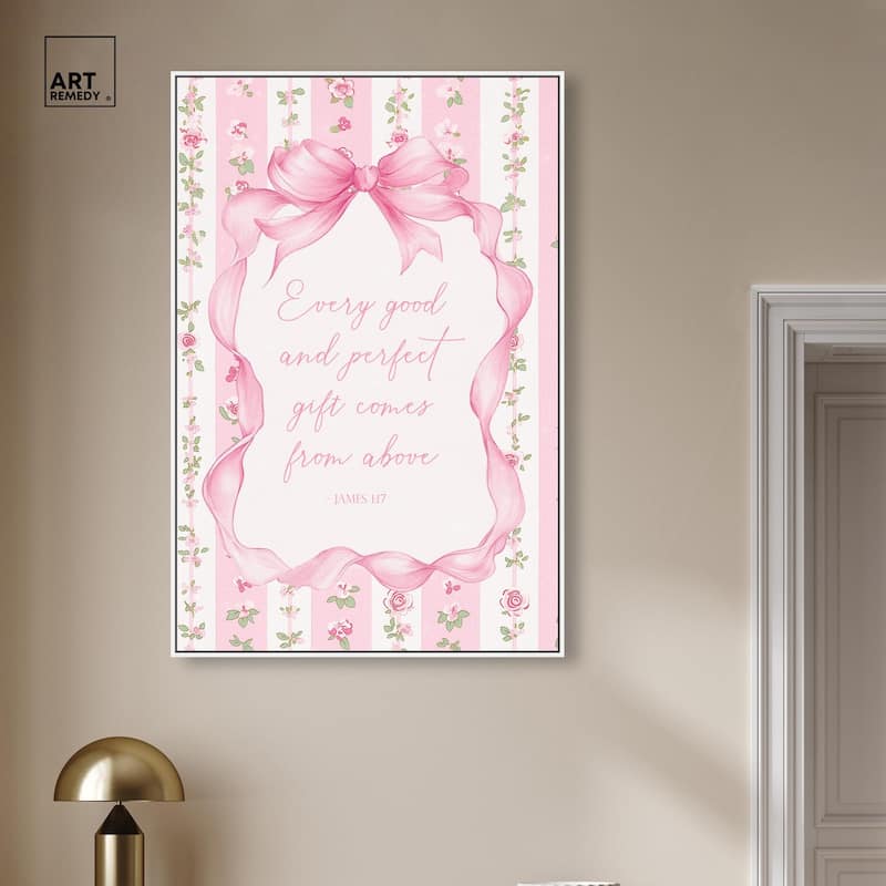Good and Perfect Gift Bow Canvas by Art Remedy