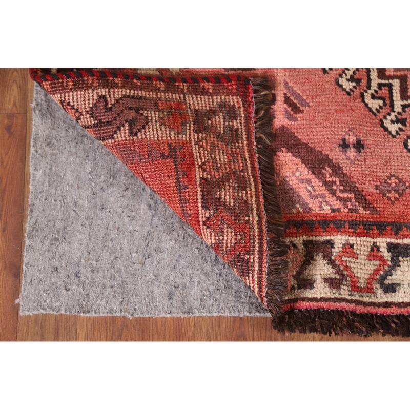 Hand Knotted Oriental 100% Wool Carpet Traditional Tribal Red Qashqai Area Rug - 9' 4'' X 4' 10''