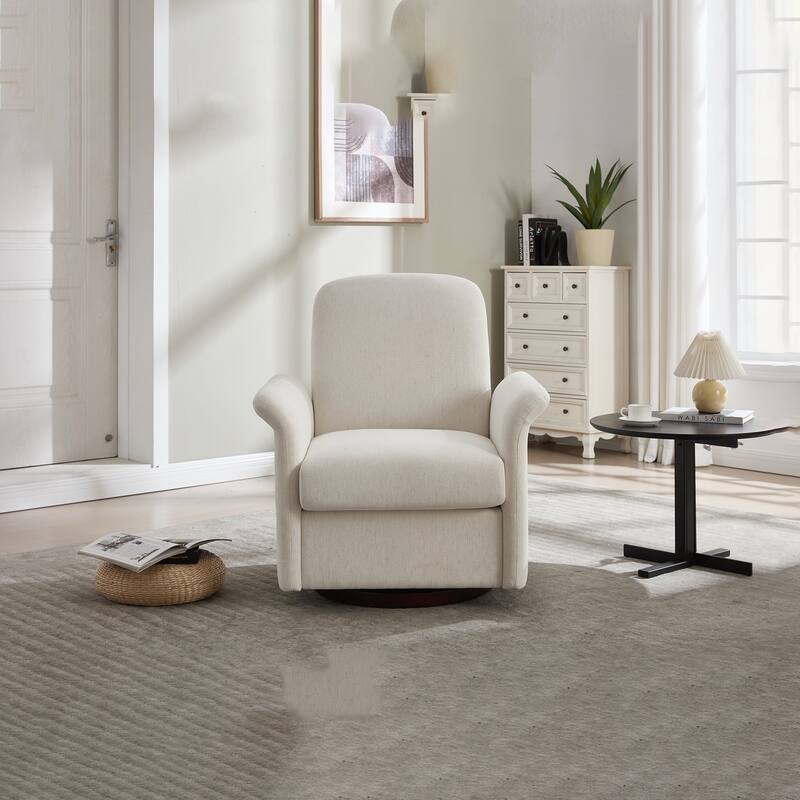 Modern Barrel Armchair with Wood Base - Cream