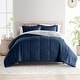 preview thumbnail 33 of 73, All-season Down Alternative Reversible Lightweight Comforter Set Navy & Light Gray - King