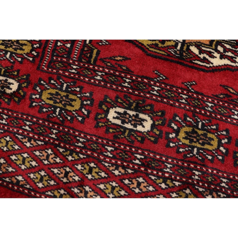 Rustic Bokhara Jessie Red Beige Hand Knotted Rug - 2'1'' x 3'0''