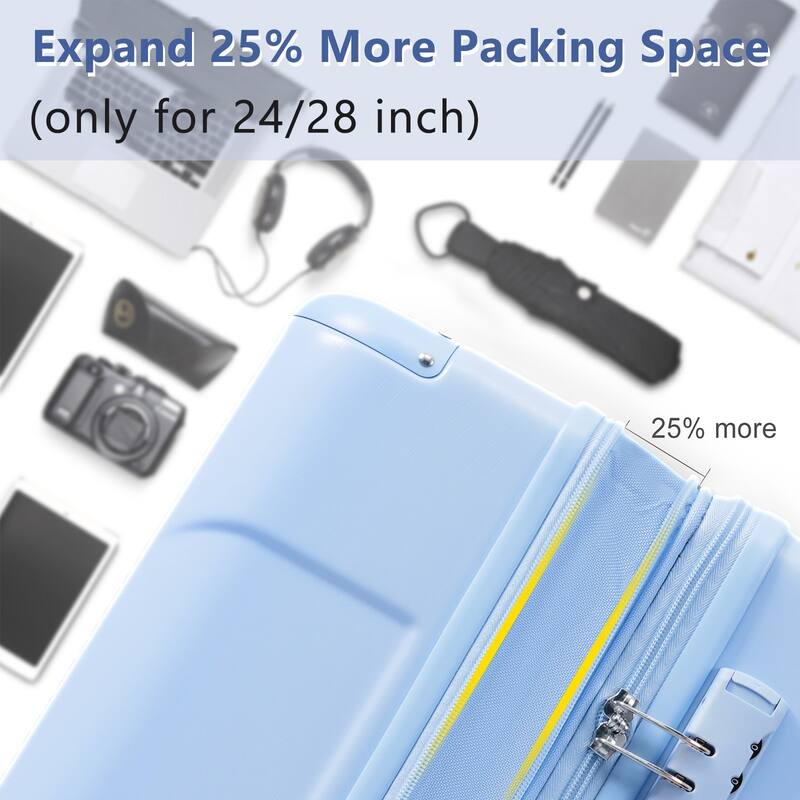 Hardshell Luggage, Lightweight Durable ABS Suitcases with Double Wheels