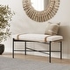 preview thumbnail 1 of 3, Thatcher Upholstered Entryway Bench with Removable Boucle Cushion, Vegan Leather Straps, Metal Legs Boucle White/Black