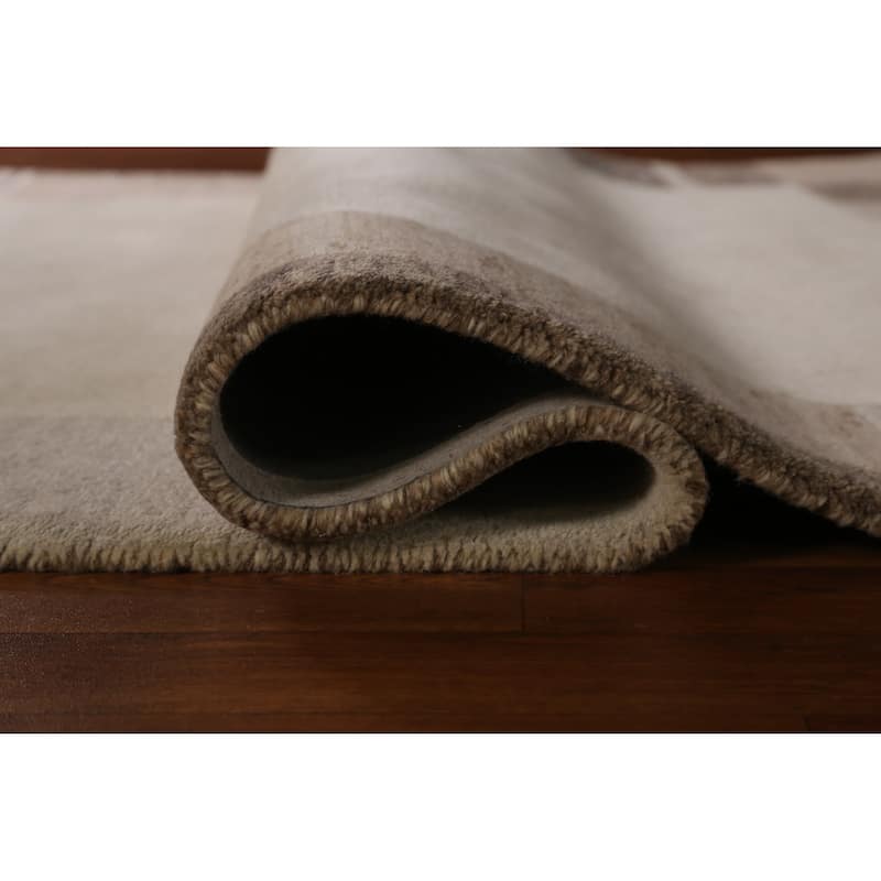 Solid Gabbeh Indian Area Rug Handmade Border Wool Carpet - 5'3" x 7'7"