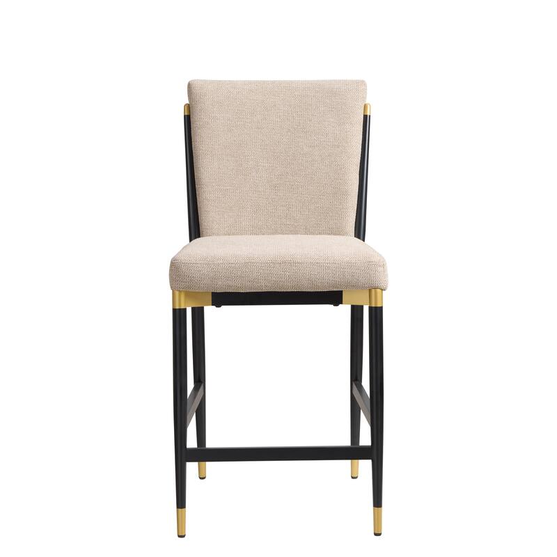 Christopher Knight Home - LuxeCraft Modern Upholstered Metal Base Counter Stool with Solid Back Design (Set of 2)