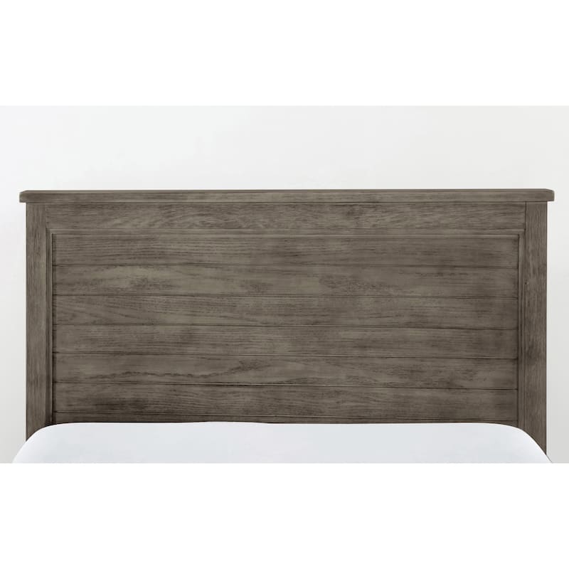 Furniture of America Lanister 2-Piece Wood Wire-Brushed Warm Grey Kids Panel Bed and Nightstand Set with Trundle