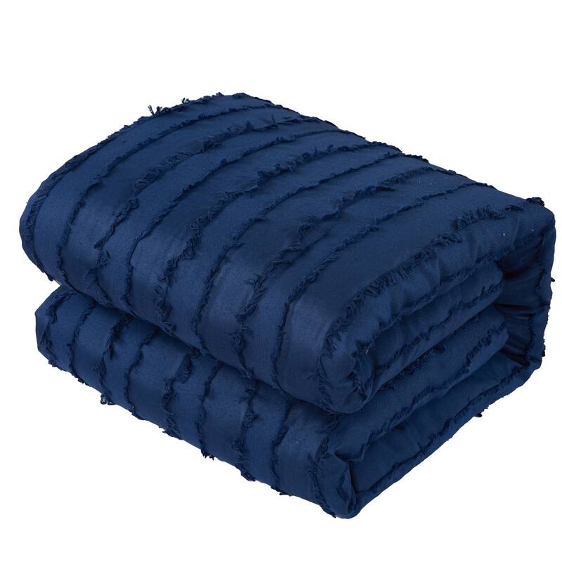 Porch & Den Summerwood Solid Color Fringe Stripe 7-piece Comforter Set