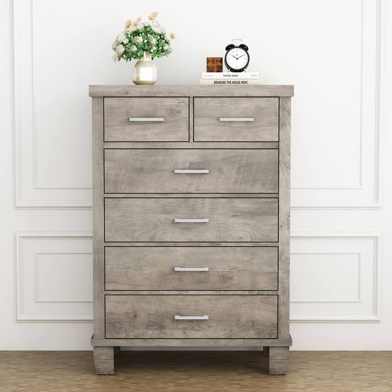 Dresser for Bedroom with 6 Drawers - Grey