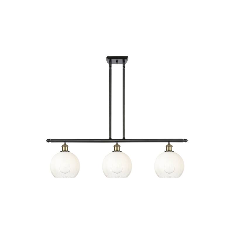 Innovations Lighting Endless Possibilities Ballston - Brookhaven Globe - 3 Light 36" Stem Hung Island Light - Black Antique Brass/Opal