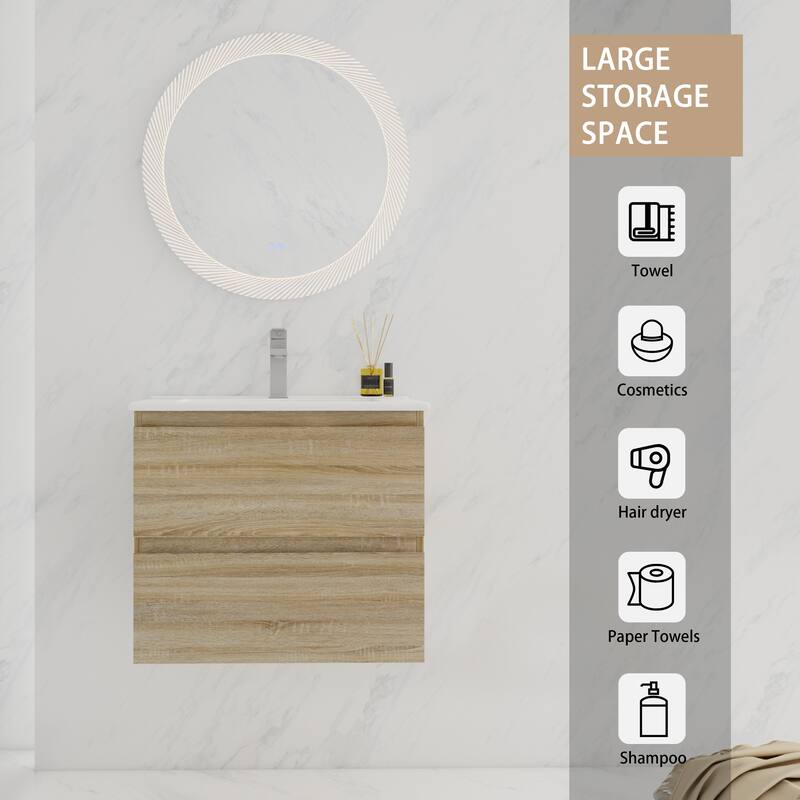 BNK 24"/30"/36'' Single Sink Bathroom Vanity with Two Soft Close Drawers