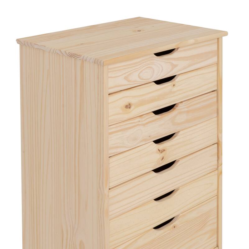 8-Drawer Wooden Storage Cabinet with Casters - 40.5" - Beige