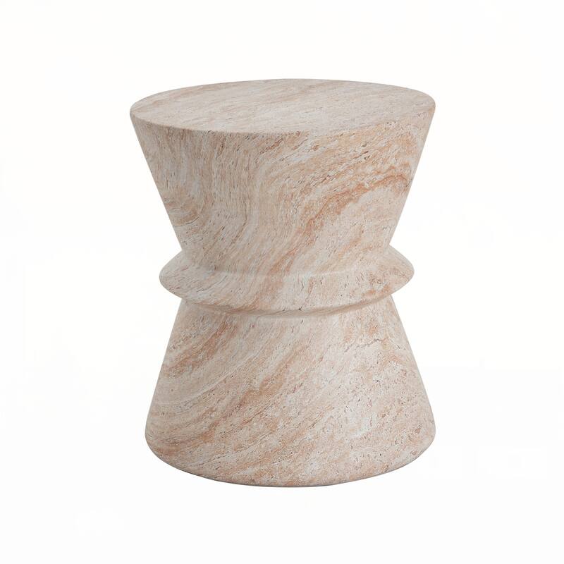 Outdoor/Indoor Lightweight Concrete Side Table,Travertine Finish