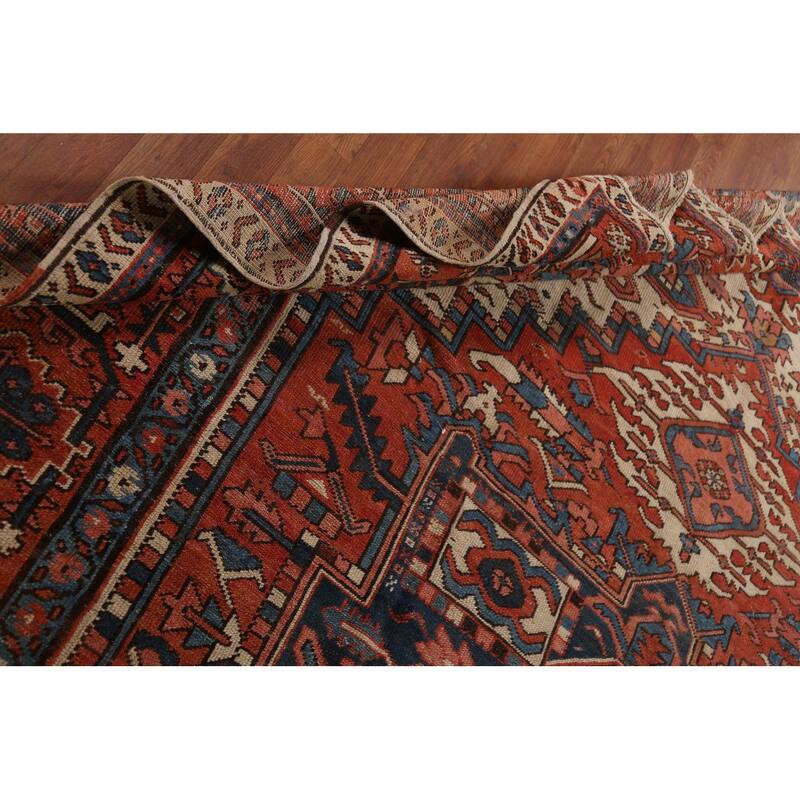 Pre-1900 Antique Heriz Persian Rug Handmade Wool Carpet - 8'11"x 12'5"