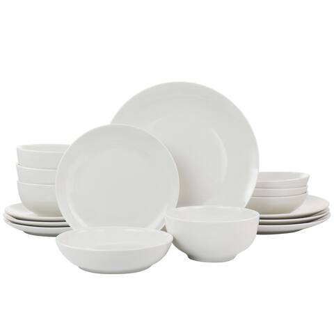 Elama Camellia 16 Piece Porcelain Double Bowl Dinnerware Set - 8' x 10'