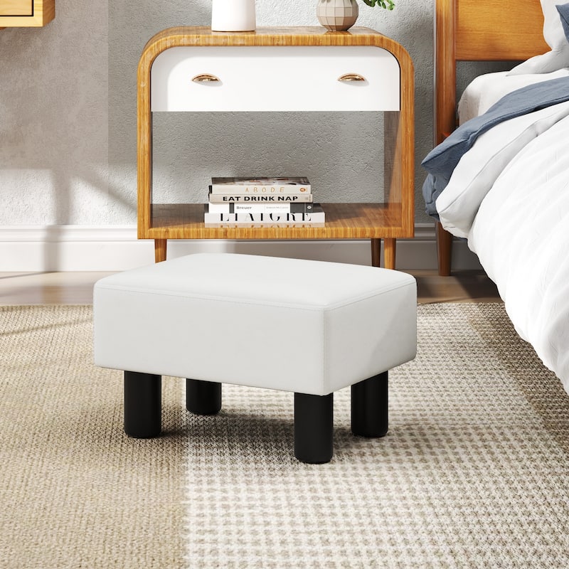 Gymax PU Leather Ottoman Rectangular Footrest Small Stool - See Details