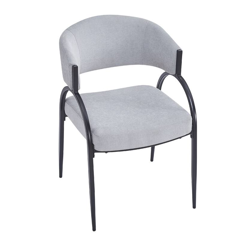Upholstered Dining Chairs with Curved Backrest, Arm Chair Kitchen Dining Chairs with sturdy Metal Legs, Set of 2
