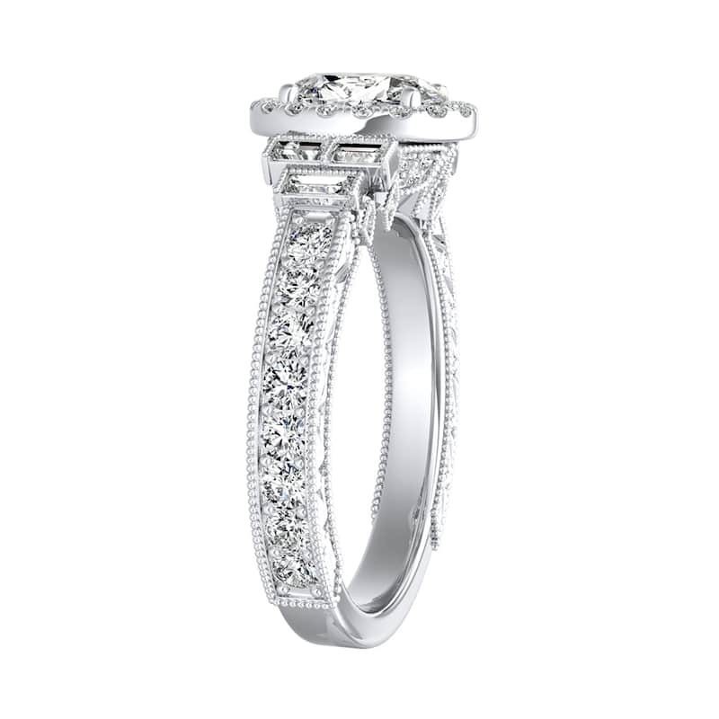 Auriya 14k Gold Vintage Art Deco Oval Halo Diamond Ring 1 1/4ctw