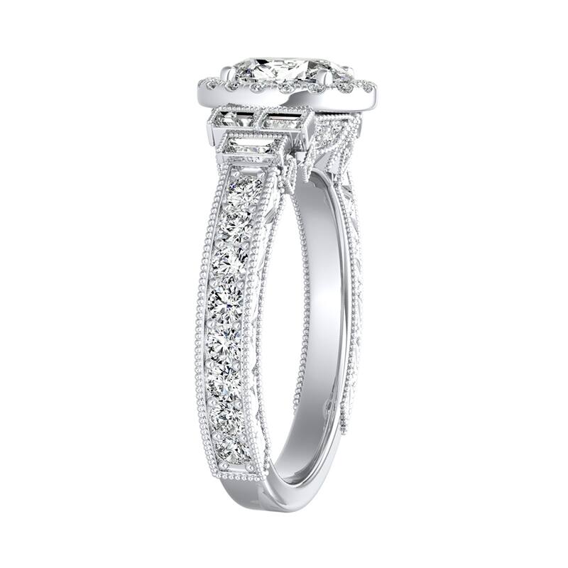 Auriya Platinum 1 9/10ctw Vintage Art Deco Oval-cut Halo Diamond Ring