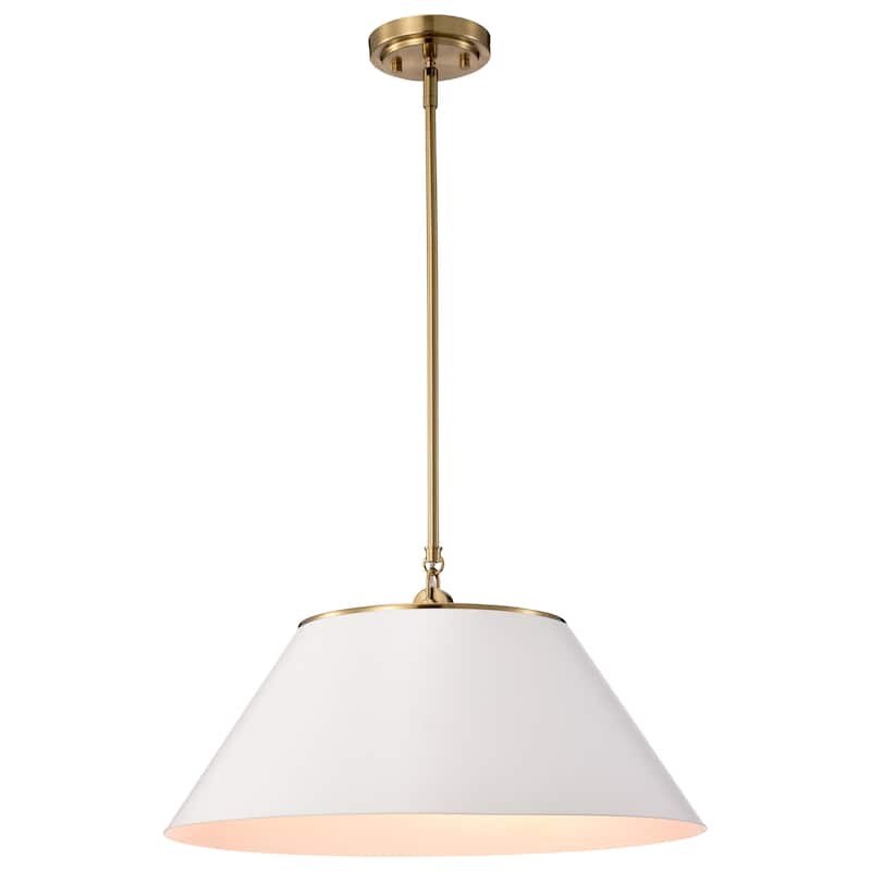 Dover 3 Light Large Pendant White with Vintage Brass