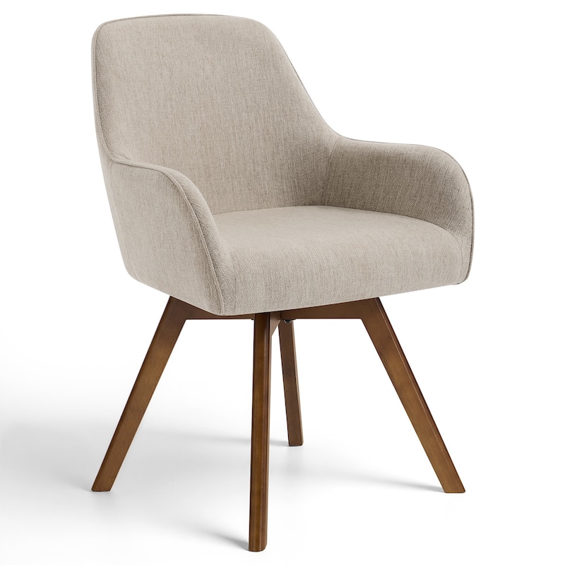 Swivel Upholstered Dining Chair Set of 2 Armchair with Beech Wood Legs - 33.3" H x 23.2" W x 22.4" D