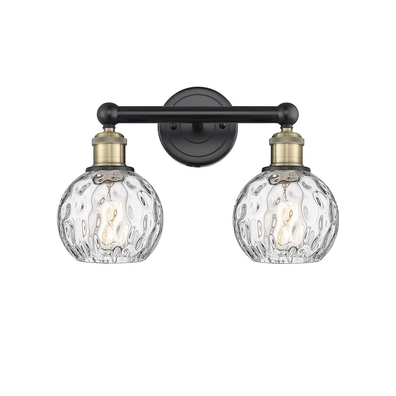 Innovations Lighting 616-2W-11-15 Athens Vanity Athens Deco Swirl 2 - Black Antique Brass / Clear Water Glass