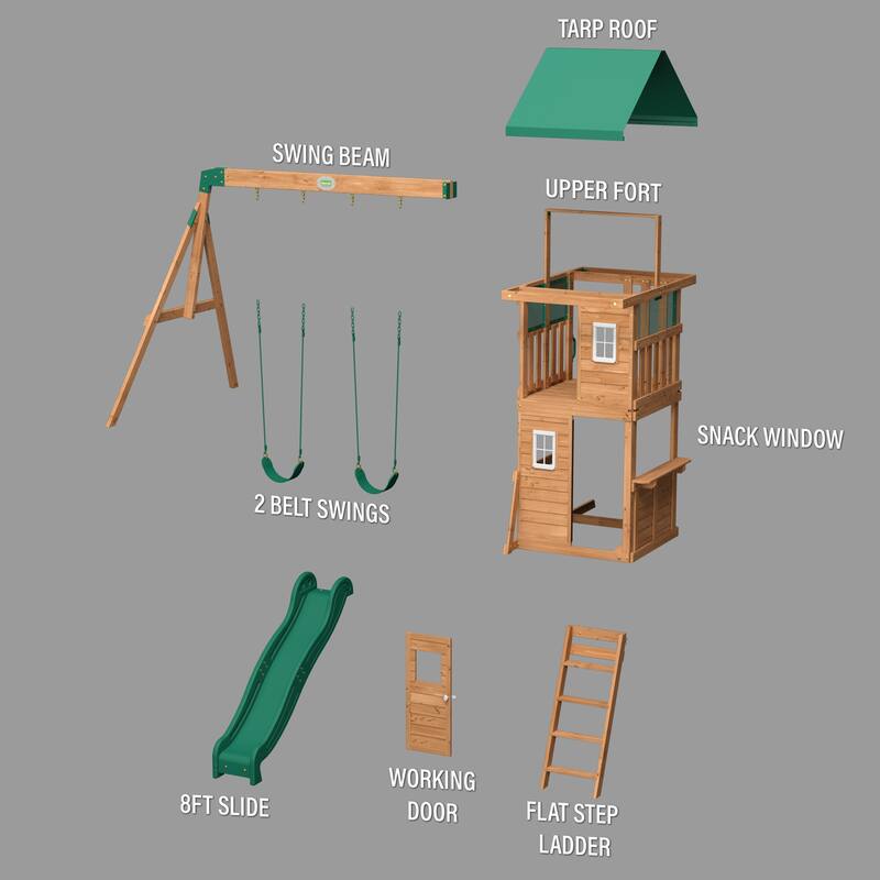 Backyard Discovery Fall River Nordic Spruce Swing Set, Clubhouse
