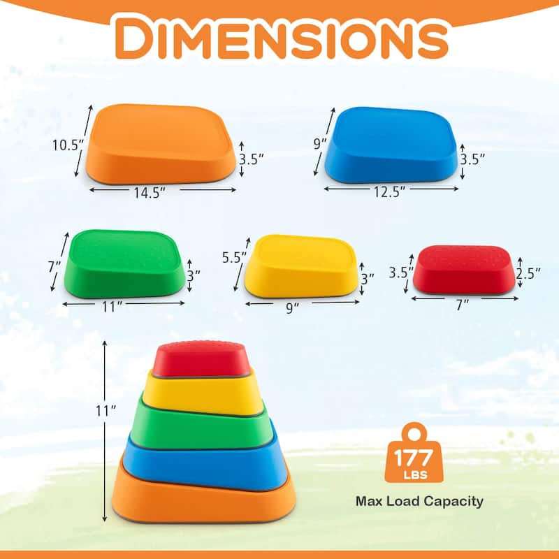 Costway 5 Pcs Balance Stepping Stones for Kids with Non-Slip Surface - See Details