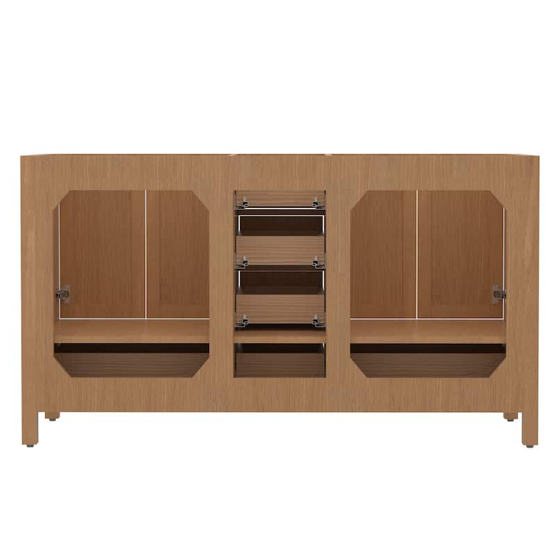 60 inch Solid Wood Freestanding Bath Vanity Engineered Countertop Undermount Rectangular Ceramic Sink - 72 inch