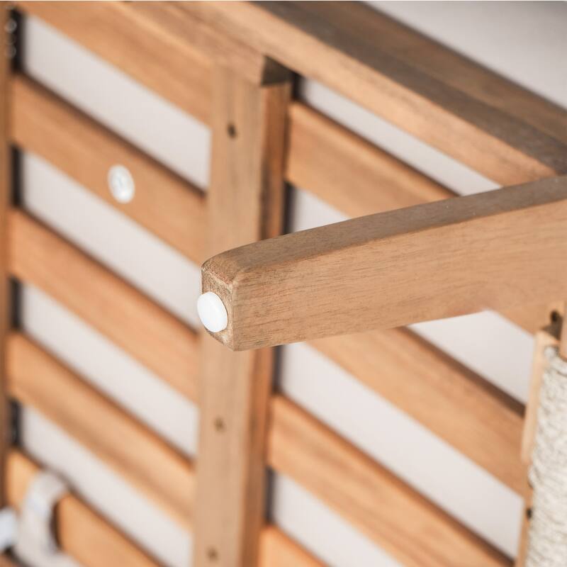 Christopher Knight Home - Modern Outdoor 2-Piece Acacia Wood Rope Patio Conversation Set with Water-Resistant Cushion