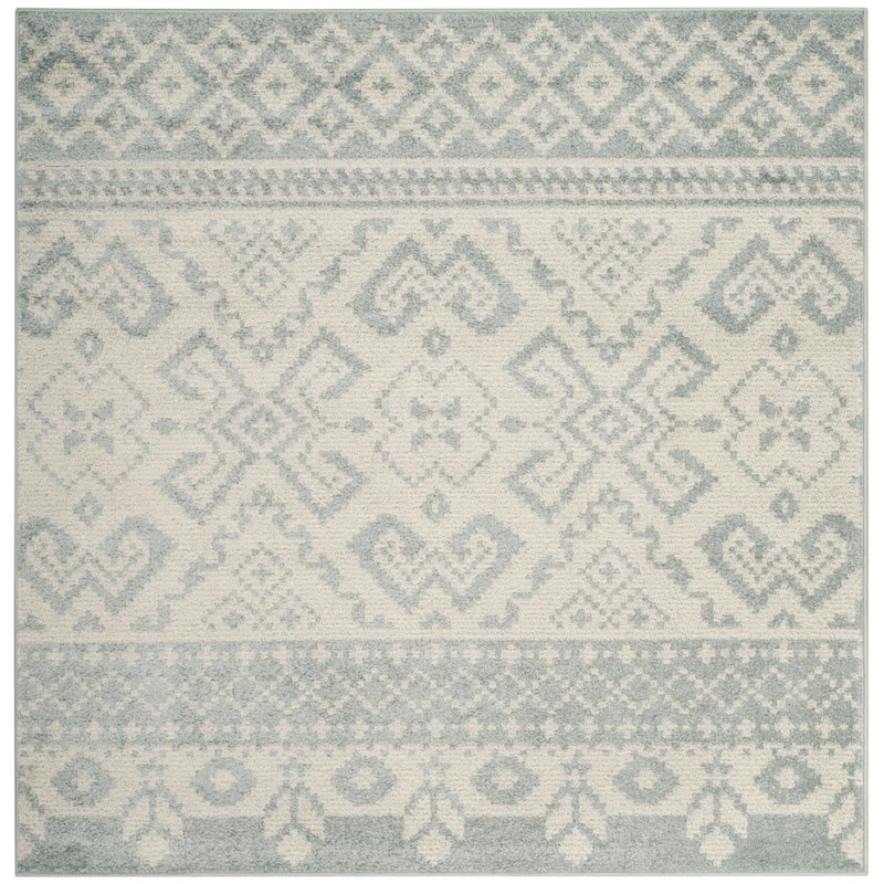 SAFAVIEH Adirondack Barlina Rustic Boho Rug - 6' Square - Slate/Ivory
