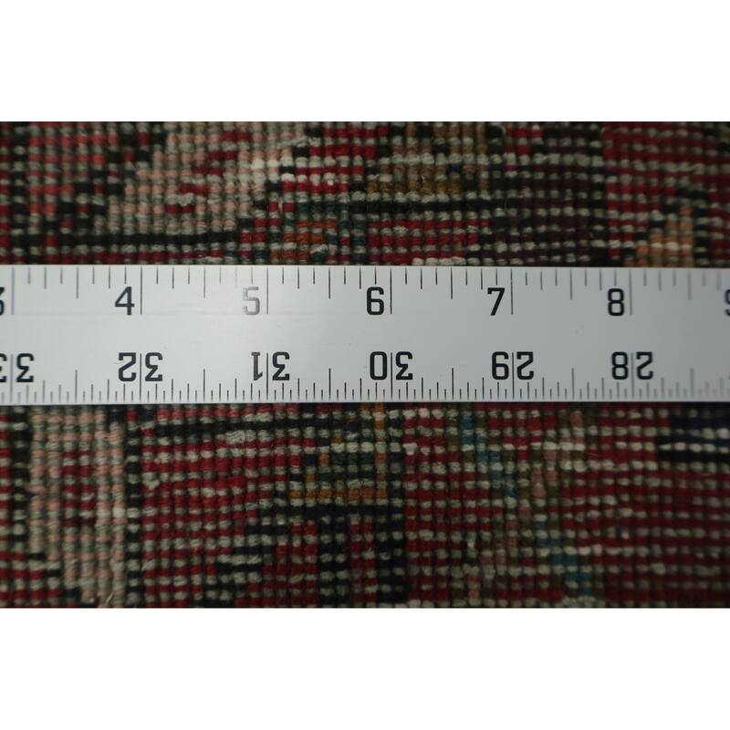 Hand Knotted Oriental 100% Wool Carpet Traditional Tribal Red Tabriz Runner Rug - 12' 4'' X 3' 7''