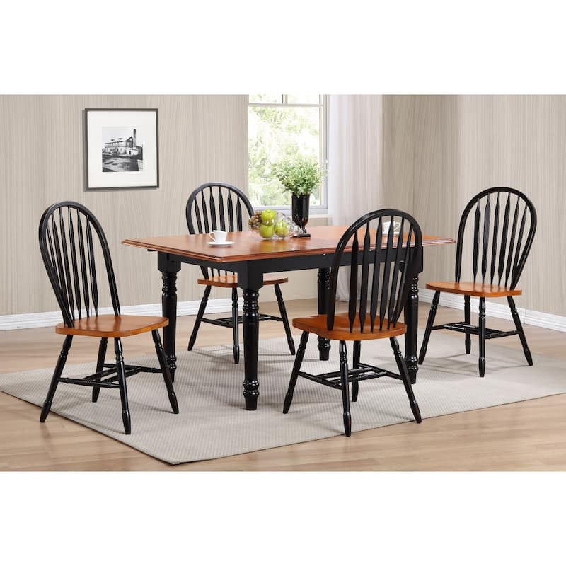 Extendable Dining Set - 5 Piece Rectangular Table & Chairs - Retro Arrowback Design