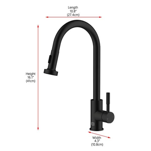 dimension image slide 2 of 3, Elegant Lighting FAK-309 Sem 1.8 GPM Single Hole Pull Down Kitchen