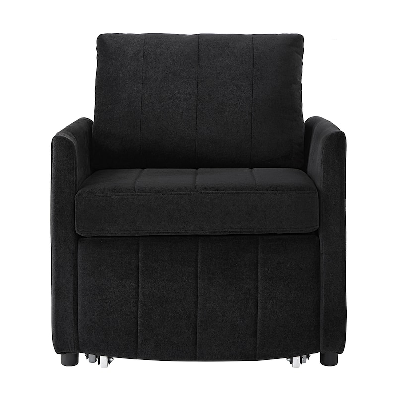 Roomfitters Convertible Sleeper Sofa with Pull-Out Bed 5-Position Adjustable Backrest Side Pockets & Storage Basket