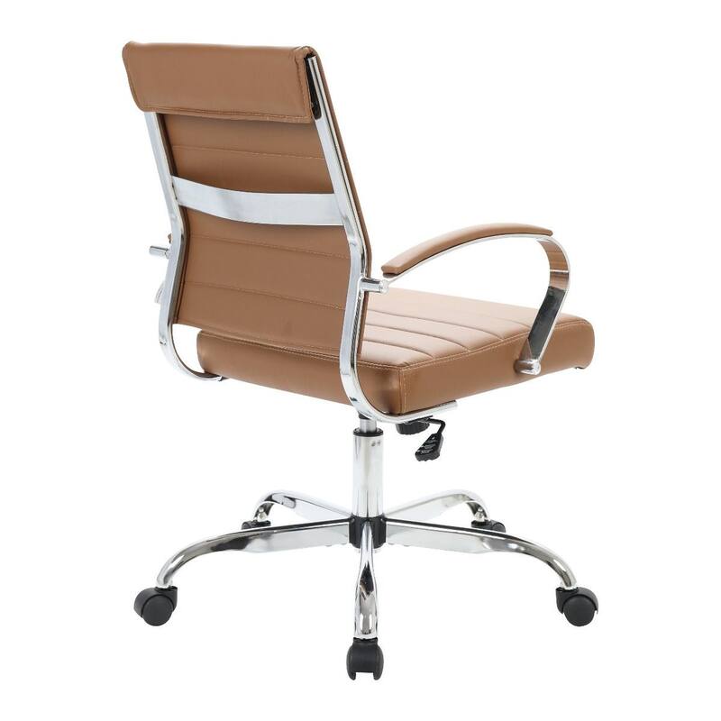 LeisureMod Benmar Mid-Back Swivel Leather Office Chair W/ Chrome Base