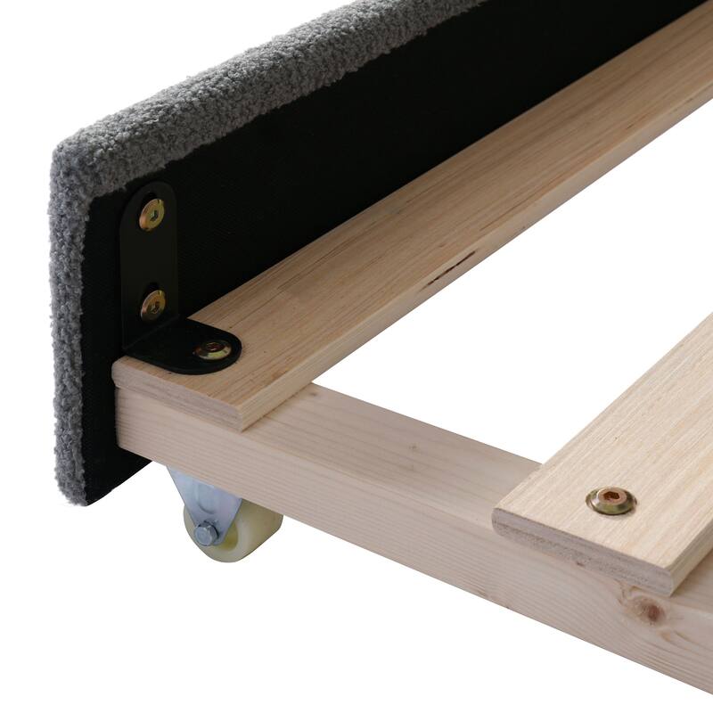 Teddy Fleece Daybed Leisure Upholstered Daybed Frame with Storage Armrest and Integrated Bluetooth Audio System and Trundle