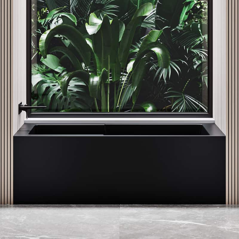 Swiss Madison Voltaire, Acrylic White, Alcove, Integral Armrest, Bathtub with Apron - 54x30 Left - Black