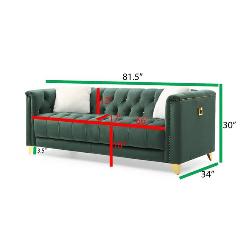 Upholstery Living Room Sofa Set in Velvet Fabric ( Set of 2 )