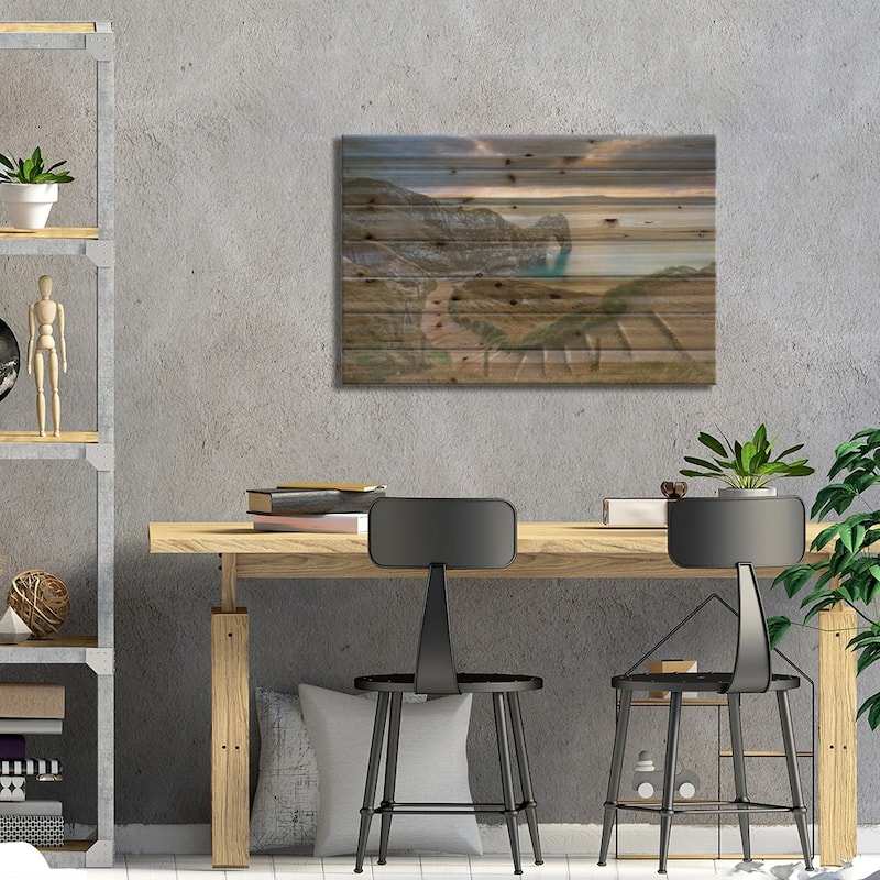 Durdle Door Print On Wood by Adam Burton - Multi-Color
