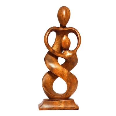 12" Wooden Handmade Abstract Sculpture Statue Handcrafted "Entwined Spirits" Gift Home Decor Figurine Decoration Hand Carved