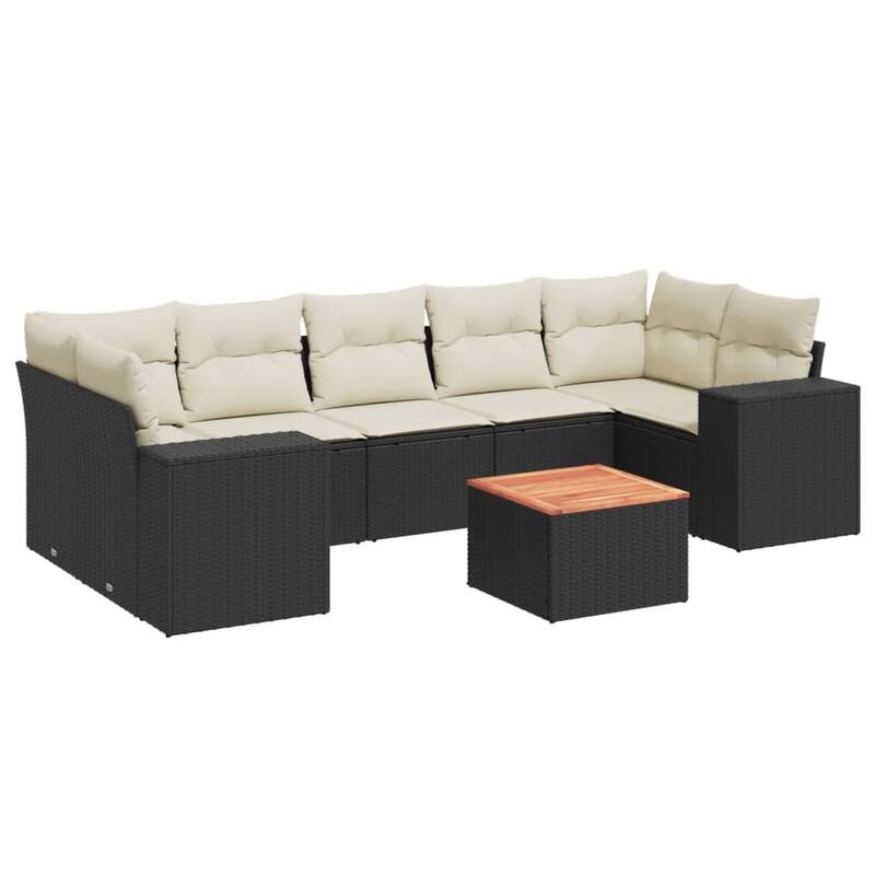 vidaXL Patio Sofa Set with Cushions Outdoor Furniture 8 Piece Poly Rattan - 21.7 x 24.4 x 27.2