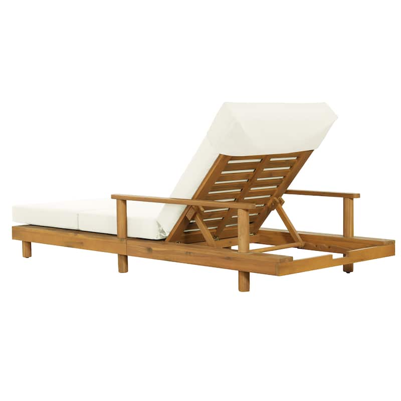 Christopher Knight Home - Modern Indoor/Outdoor Acacia Wood 4-Fold Adjustable Chaise Lounge with Water-Resistant Cushion