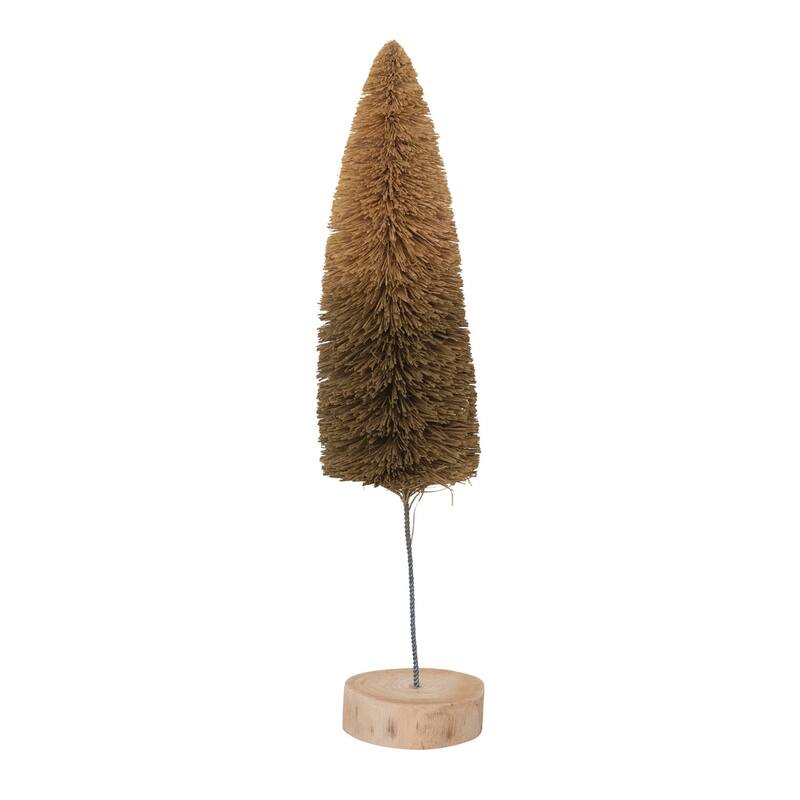 Sisal Bottle Brush Tree with Wood Base - Moss Green